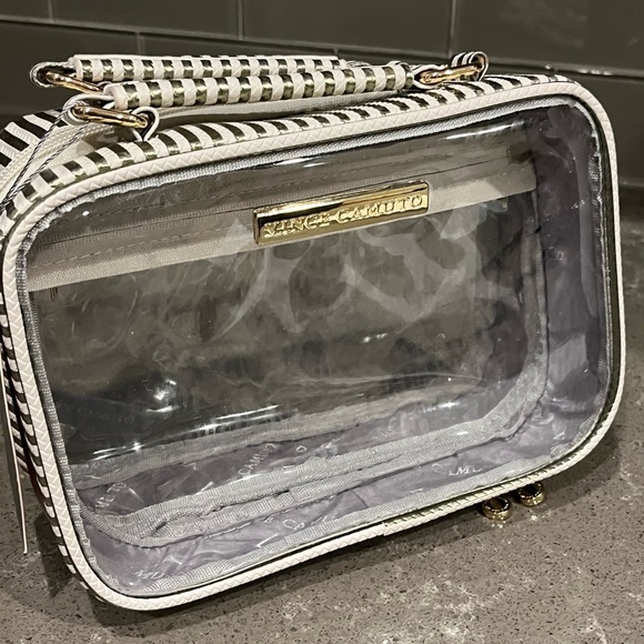 Vince Camuto Handbags - Vince Camuto Striped Clear Cosmetic Case